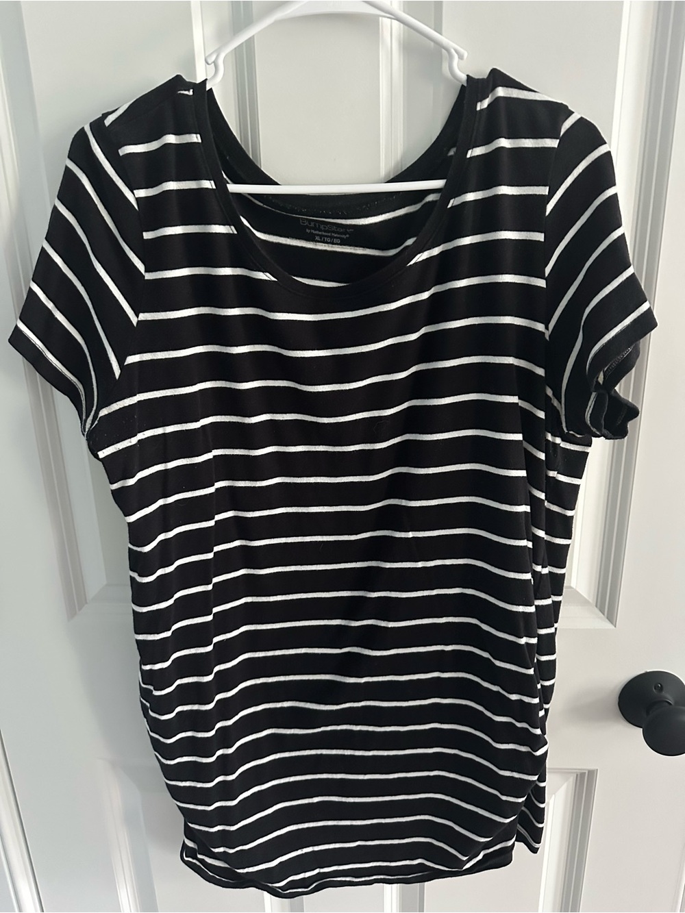 Motherhood Maternity Black and White Striped Short Sleeve Tee